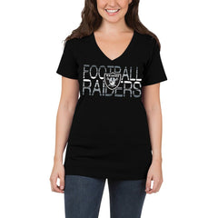 Las Vegas Raiders 5th & Ocean by New Era Women's Lounge V-Neck T-Shirt - Black T-shirts