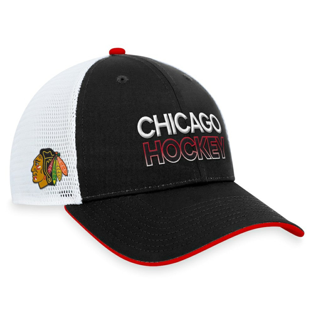 Chicago Blackhawks Fanatics Authentic Pro Rink Trucker Adjustable Hat - Black | US 200000900