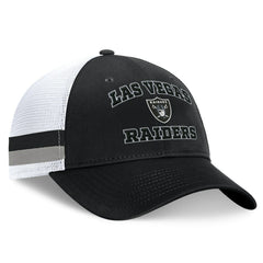 Las Vegas Raiders Fundamentals Side Stripe Trucker Adjustable Hat - Black/White Hats