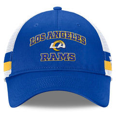 Los Angeles Rams Fundamentals Side Stripe Trucker Adjustable Hat - Royal/White Hats