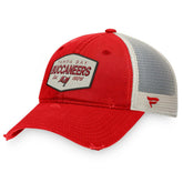 Tampa Bay Buccaneers Heritage Patch Trucker Adjustable Hat - Red/Natural Hats