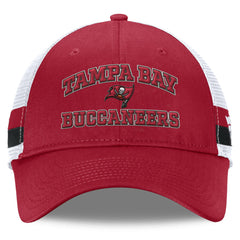 Tampa Bay Buccaneers Fundamentals Side Stripe Trucker Adjustable Hat - Red/White Hats