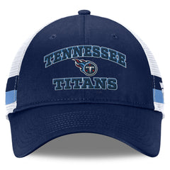 Tennessee Titans Fundamentals Side Stripe Trucker Adjustable Hat - Navy/White Hats