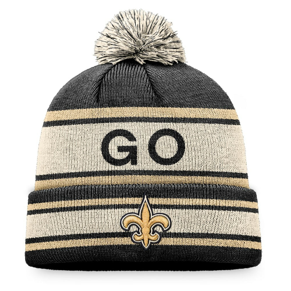 New Orleans Saints Heritage Cuffed Knit Hat with Pom - Black Hats