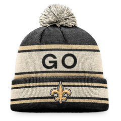 New Orleans Saints Heritage Cuffed Knit Hat with Pom - Black Hats
