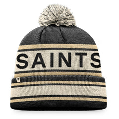 New Orleans Saints Heritage Cuffed Knit Hat with Pom - Black Hats