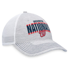 Washington Nationals Fanatics Logo Trucker Adjustable Hat - Heather Gray/White Hats