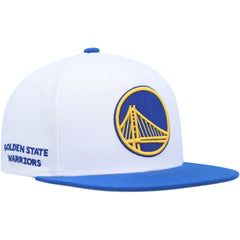 Golden State Warriors Side Core 2.0 Snapback Hat White/Royal - Mitchell & Ness