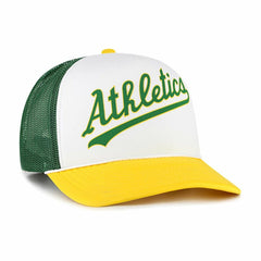 Athletics '47 Foam Front Script Trucker Snapback Hat - White Hats