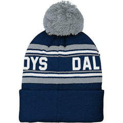 Dallas Cowboys Youth Jacquard Cuffed Knit Hat with Pom - Navy Hats