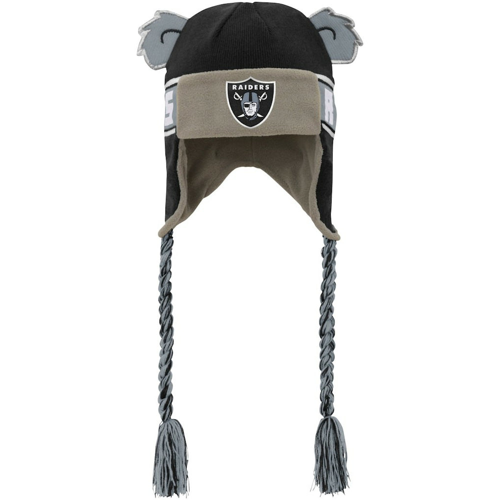 Las Vegas Raiders Youth Wordmark Ears Trooper Knit Hat - Black Hats