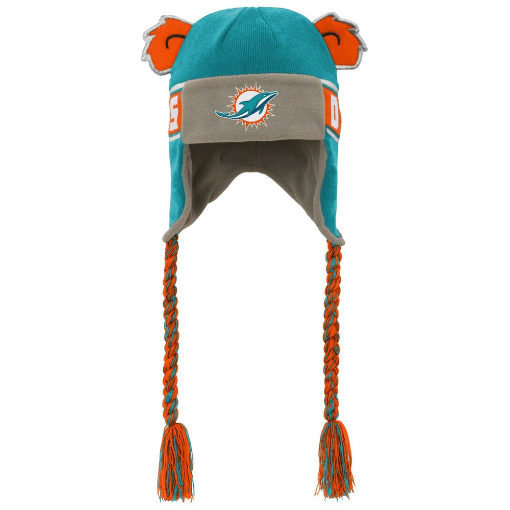 Miami Dolphins Youth Wordmark Ears Trooper Knit Hat - Aqua Hats