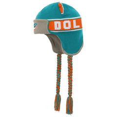 Miami Dolphins Youth Wordmark Ears Trooper Knit Hat - Aqua Hats
