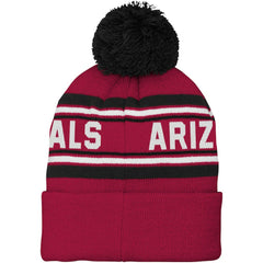 Arizona Cardinals Youth Jacquard Cuffed Knit Hat with Pom - Cardinal Hats