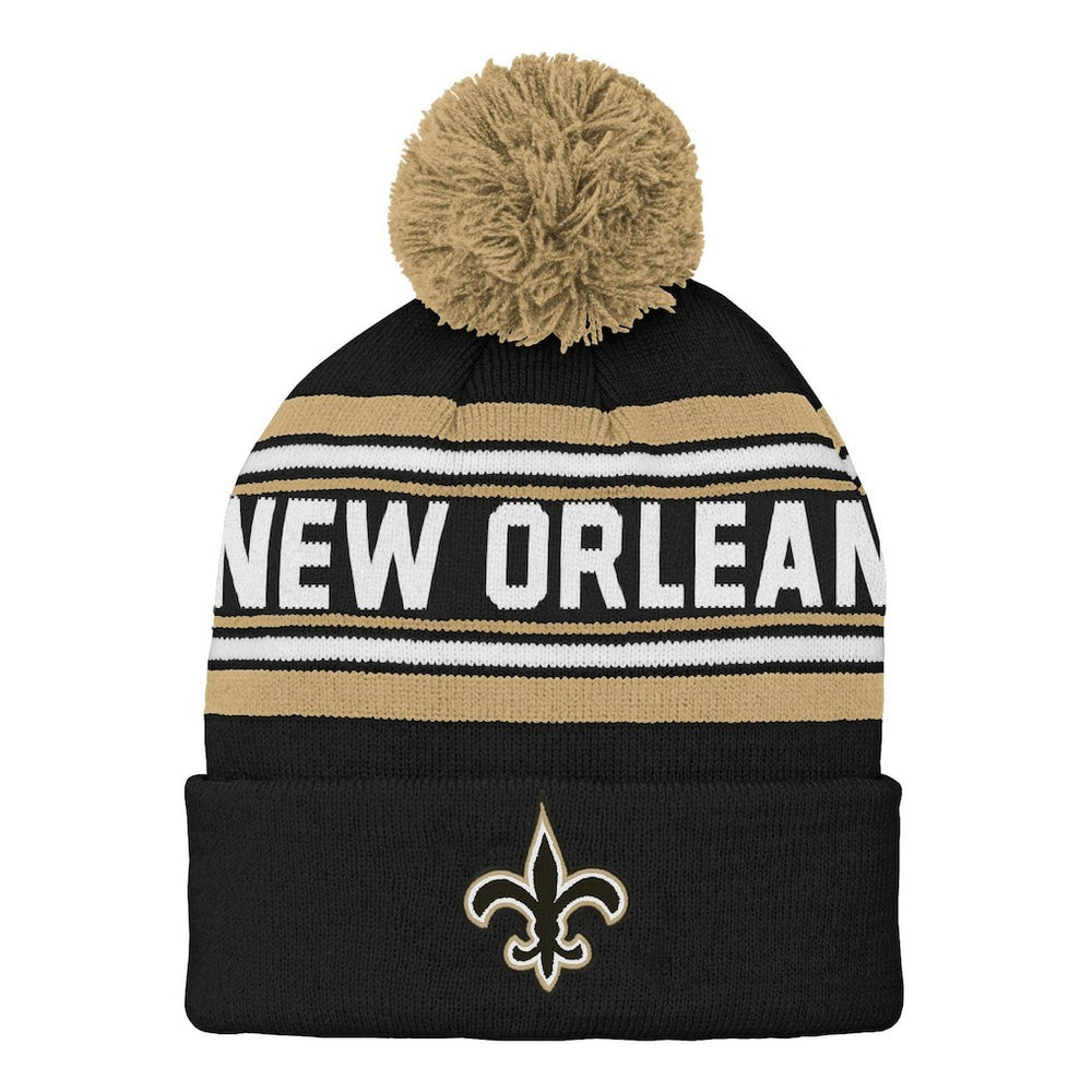 New Orleans Saints Preschool Jacquard Cuffed Knit Hat with Pom - Black Hats
