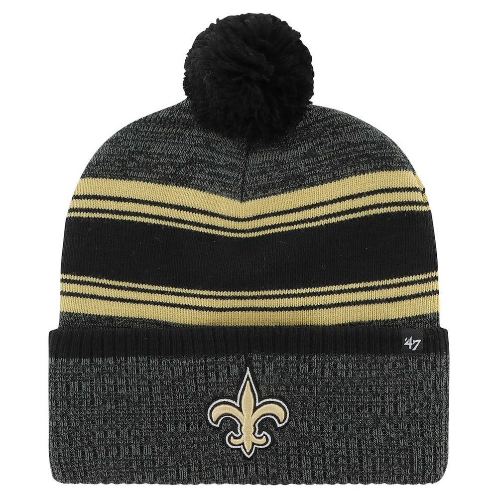 New Orleans Saints '47 Fadeout Cuffed Knit Hat with Pom - Black Hats