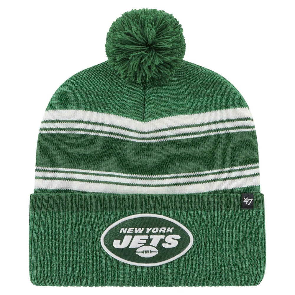 New York Jets '47 Fadeout Cuffed Knit Hat with Pom - Green Hats