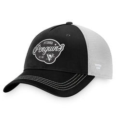 Pittsburgh Penguins Fanatics Women's Fundamental Trucker Adjustable Hat - Black/White | US 200010178