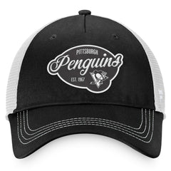 Pittsburgh Penguins Fanatics Women's Fundamental Trucker Adjustable Hat - Black/White | US 200010178