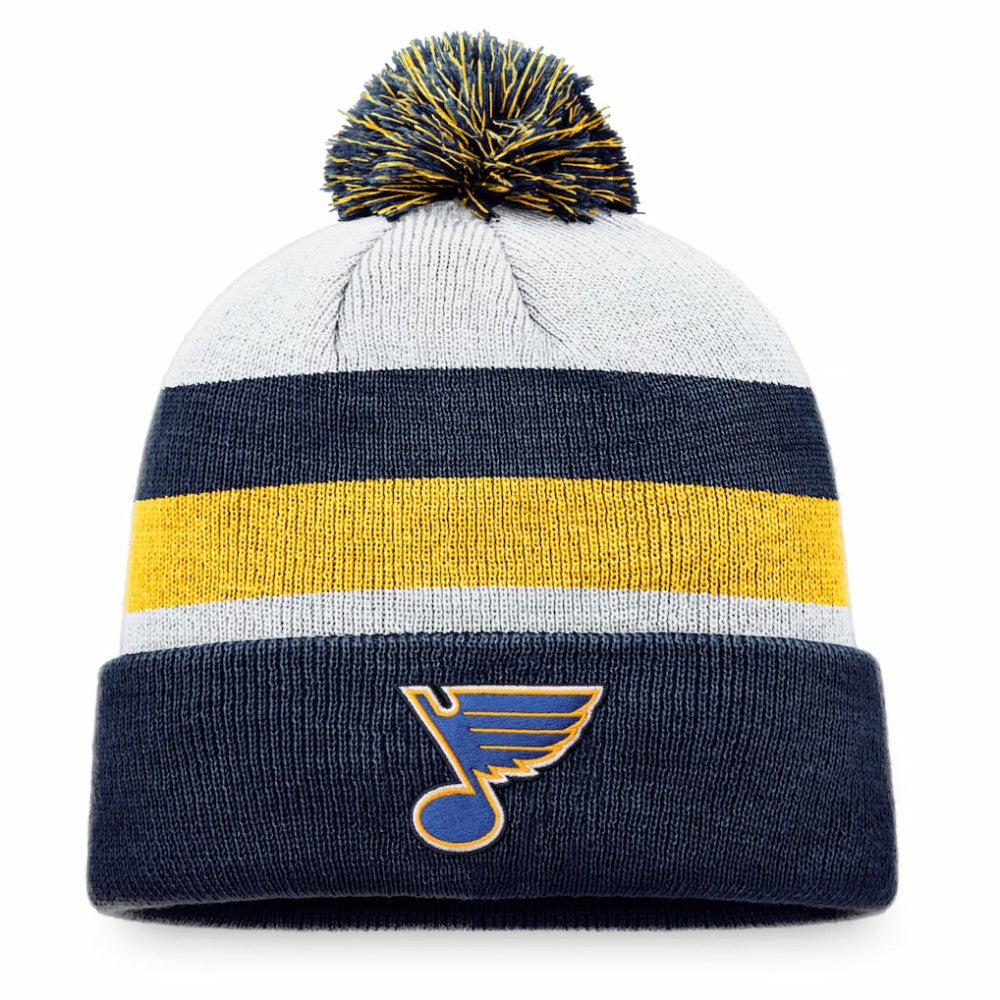 St. Louis Blues Fanatics Fundamental Cuffed Knit Hat with Pom - Navy/Gold | US 200010181