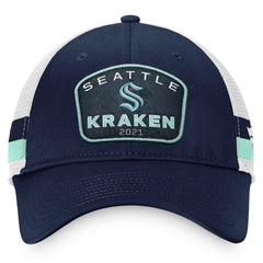 Seattle Kraken Fanatics Fundamental Striped Trucker Adjustable Hat - Deep Sea Blue/White | US 200010337