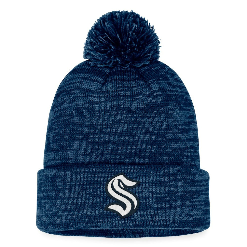Seattle Kraken Fanatics Fundamental Cuffed Knit Hat with Pom - Deep Sea Blue | US 200010449