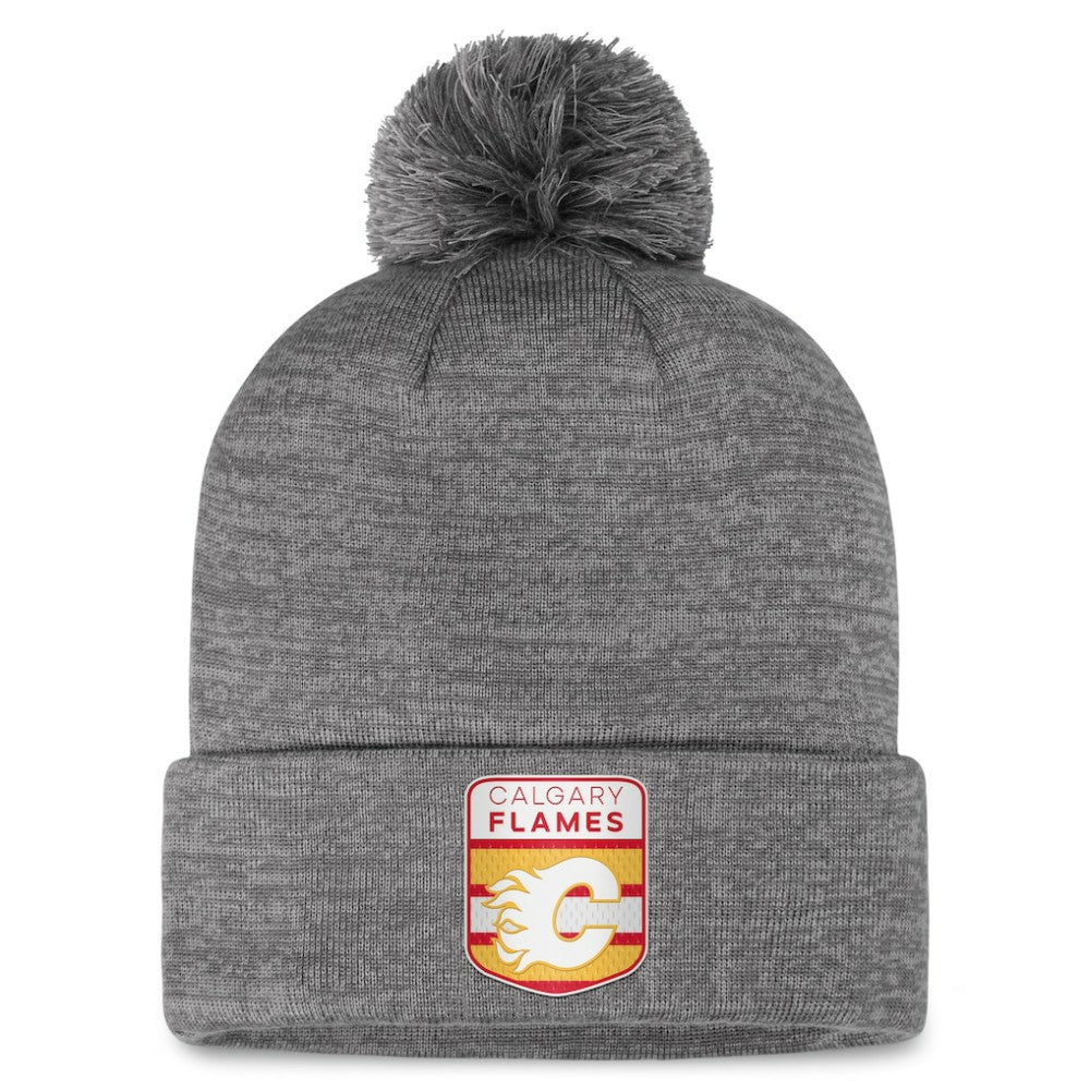 Calgary Flames Fanatics Authentic Pro Home Ice Cuffed Knit Hat with Pom - Gray | US 200011113