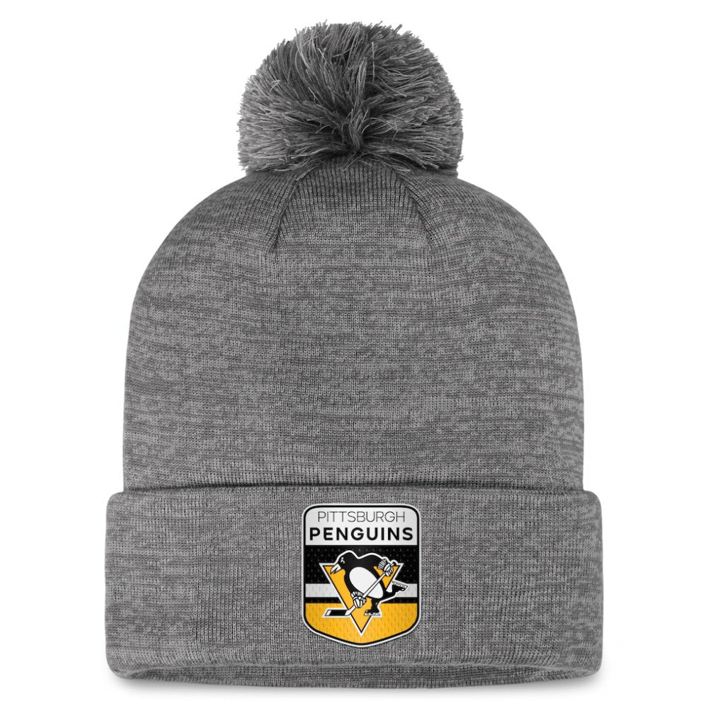 Pittsburgh Penguins Fanatics Authentic Pro Home Ice Cuffed Knit Hat with Pom - Gray | US 200011153