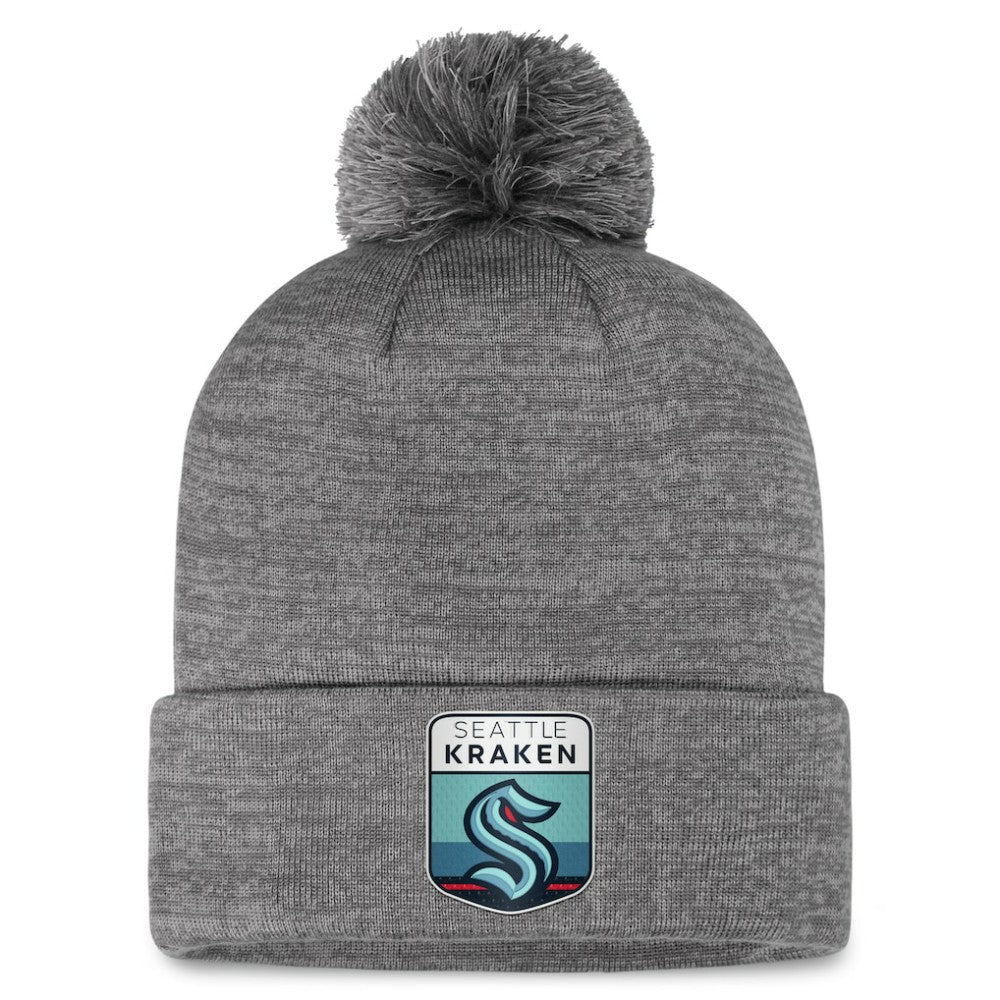 Seattle Kraken Fanatics Authentic Pro Home Ice Cuffed Knit Hat with Pom - Gray | US 200011158