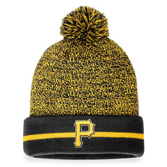 Pittsburgh Pirates Fanatics Space-Dye Cuffed Knit Hat with Pom - Black/Gold Hats