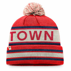 Washington Nationals Fanatics Hometown Slogan Cuffed Knit Hat with Pom - Red/Natural Hats