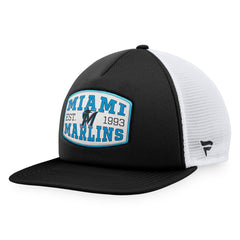 Miami Marlins Fanatics Foam Front Patch Trucker Snapback Hat - Black Hats