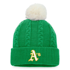 Athletics Fanatics Women's Cable Cuffed Knit Hat with Pom - Kelly Green Hats