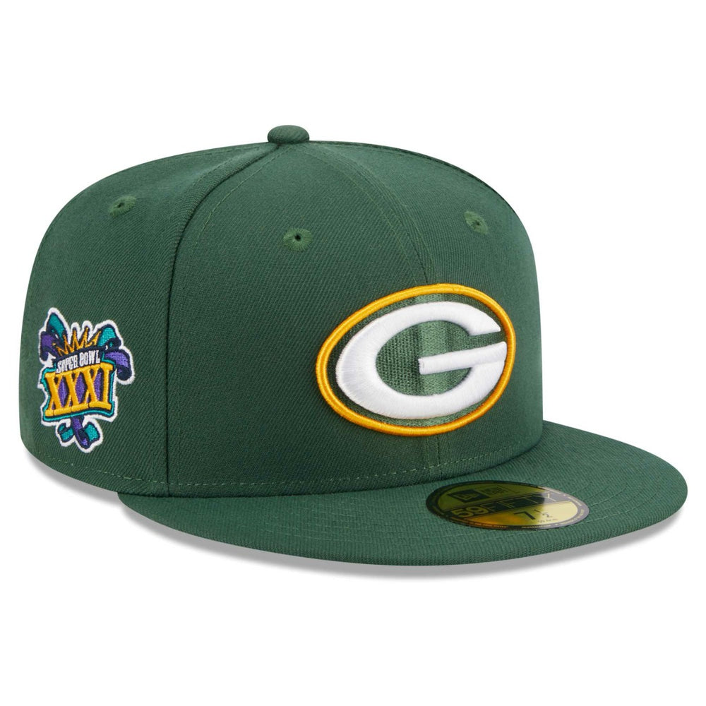 Green Bay Packers New Era Main Patch 59FIFTY Fitted Hat - Green Hats
