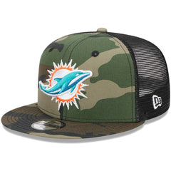 Miami Dolphins New Era Youth Main Trucker 9FIFTY Snapback Hat - Camo Hats