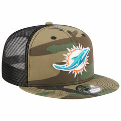 Miami Dolphins New Era Main Trucker 9FIFTY Snapback Hat - Camo Hats