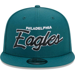 Philadelphia Eagles New Era Main Script 9FIFTY Snapback Hat - Midnight Green Hats