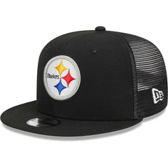 Pittsburgh Steelers New Era Youth Main Trucker 9FIFTY Snapback Hat - Black Hats
