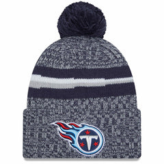 Tennessee Titans New Era Youth 2023 Sideline Cuffed Knit Hat With Pom - Navy Hats