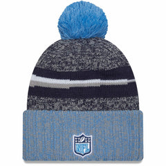Tennessee Titans New Era 2023 Sideline Sport Cuffed Pom Knit Hat - Navy/Light Blue Hats