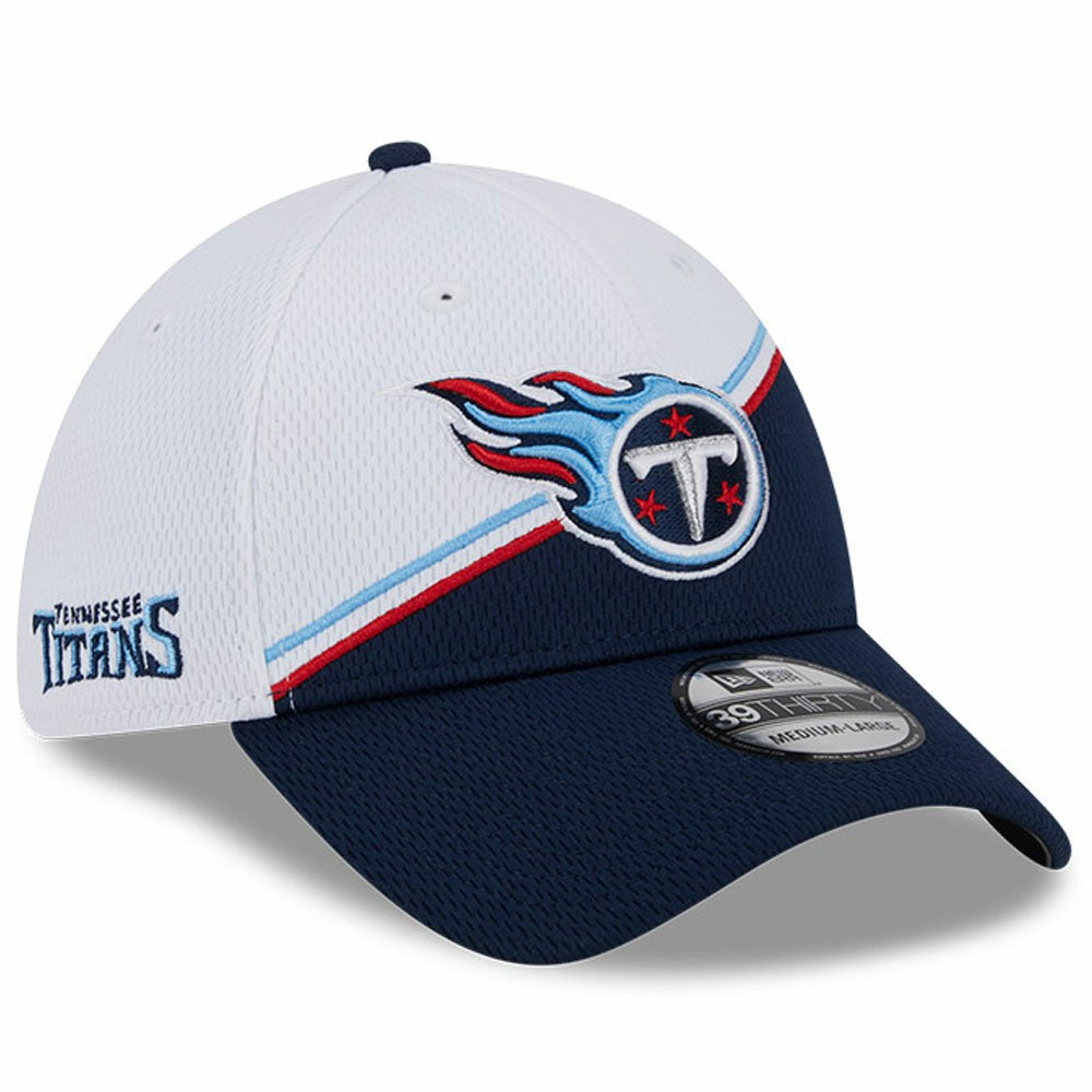Tennessee Titans New Era 2023 Sideline 39THIRTY Flex Hat - White/Navy Hats