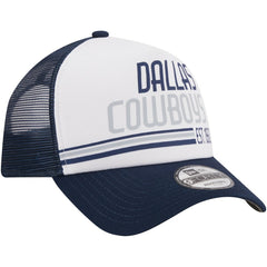 Dallas Cowboys New Era Stacked A-Frame Trucker 9FORTY Adjustable Hat - White/Navy Hats