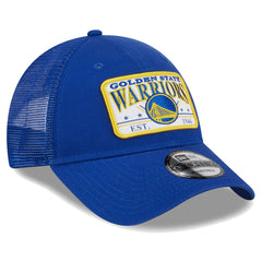 Golden State Warriors Plate Oversized Patch Trucker 9FORTY Adjustable Hat Royal - New Era outlet