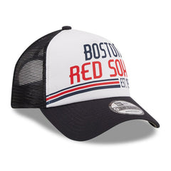 Boston Red Sox New Era Stacked A-Frame Trucker 9FORTY Adjustable Hat - White/Navy Hats