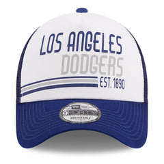 Los Angeles Dodgers New Era Stacked A-Frame Trucker 9FORTY Adjustable Hat - White/Royal Hats
