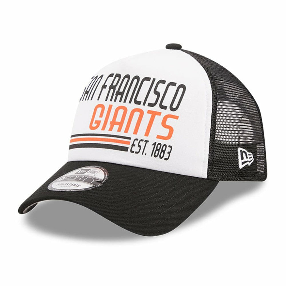 San Francisco Giants New Era Stacked A-Frame Trucker 9FORTY Adjustable Hat - White/Black Hats