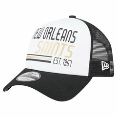 New Orleans Saints New Era Stacked A-Frame Trucker 9FORTY Adjustable Hat - White/Black Hats