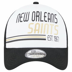 New Orleans Saints New Era Stacked A-Frame Trucker 9FORTY Adjustable Hat - White/Black Hats