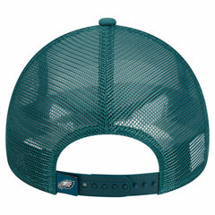 Philadelphia Eagles New Era Stacked A-Frame Trucker 9FORTY Adjustable Hat - White/Midnight Green Hats