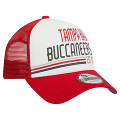 Tampa Bay Buccaneers New Era Stacked A-Frame Trucker 9FORTY Adjustable Hat - White/Red Hats